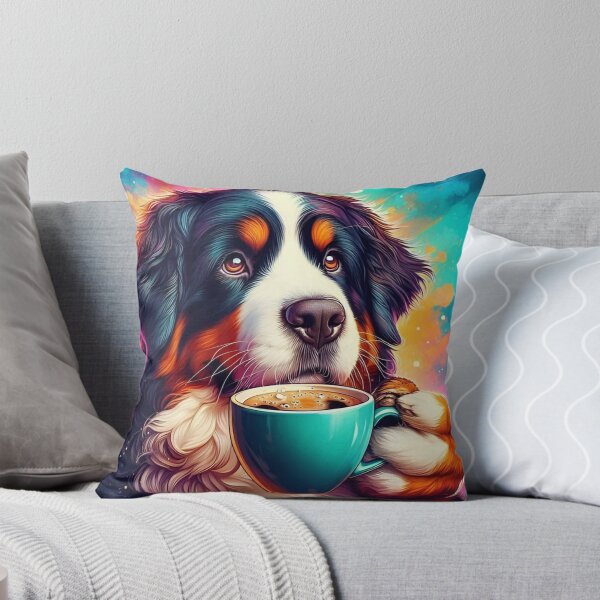 Item preview, Bernese Mountain Dog Drinking Coffee designed and sold by The Coffee Critters.