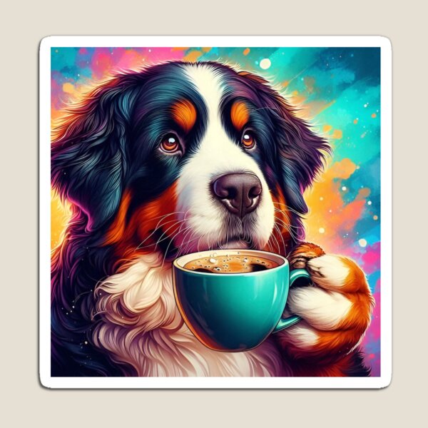 Item preview, Perro de montaña bernés tomando café designed and sold by The Coffee Critters.