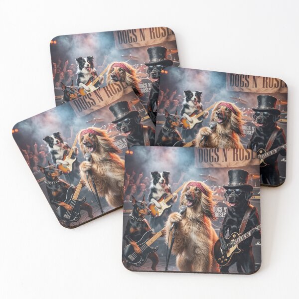 Item preview, Dogs N’ Roses – Funny Rock Band Dogs | 80s Rock Parody Dog Band Art designed and sold by Yassine Ardi.