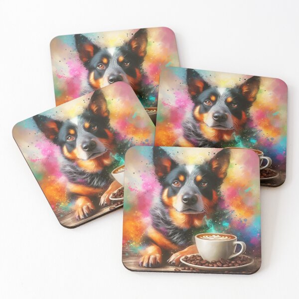 Item preview, Australian cattle dog drinking coffee designed and sold by The Coffee Critters.