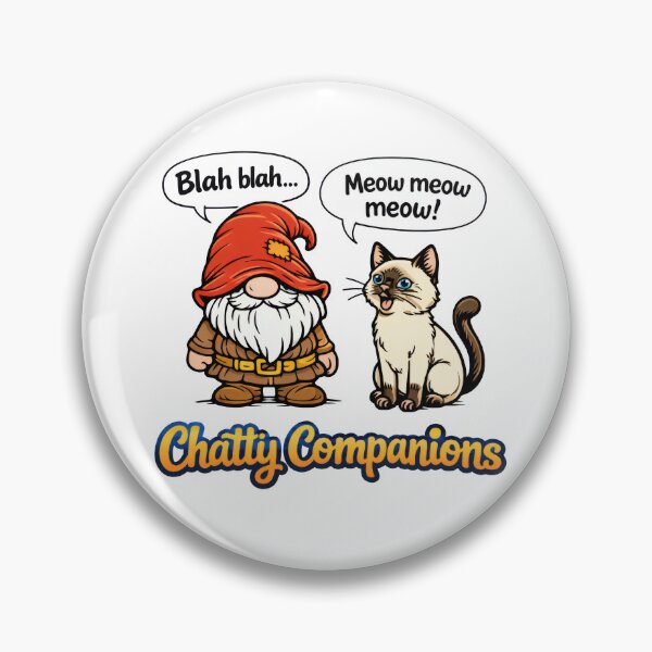 Item preview, Chatty Companions Funny Gnome and Talkative Siamese Cat Cartoon Illustration designed and sold by Moriarty's Digital Visions.