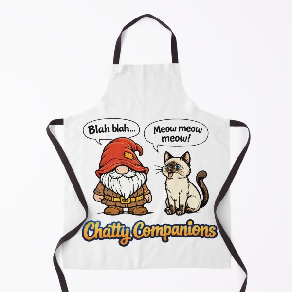 Item preview, Chatty Companions Funny Gnome and Talkative Siamese Cat Cartoon Illustration designed and sold by Moriarty's Digital Visions.