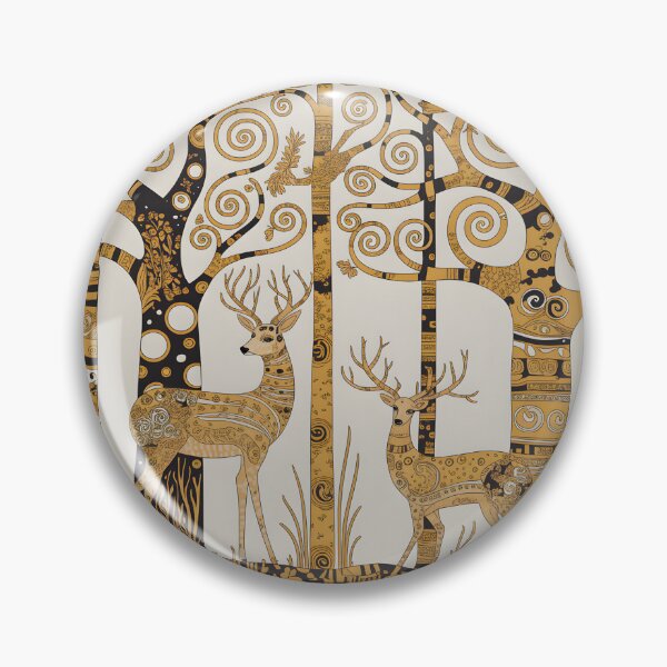 Item preview, Golden Forest Deer – Gustav Klimt Inspired Art Nouveau Woodland Pattern designed and sold by ArcticFoxStudio.