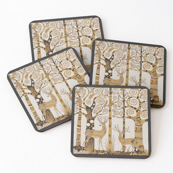 Item preview, Golden Forest Deer – Gustav Klimt Inspired Art Nouveau Woodland Pattern designed and sold by ArcticFoxStudio.