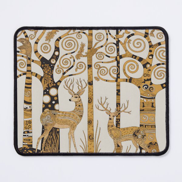 Item preview, Golden Forest Deer – Gustav Klimt Inspired Art Nouveau Woodland Pattern designed and sold by ArcticFoxStudio.