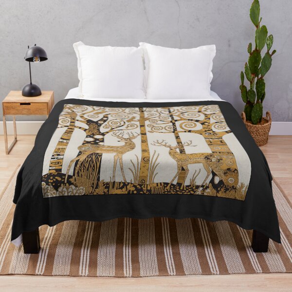 Item preview, Golden Forest Deer – Gustav Klimt Inspired Art Nouveau Woodland Pattern designed and sold by ArcticFoxStudio.