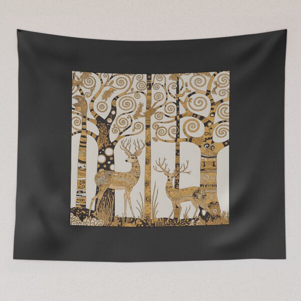 Item preview, Golden Forest Deer – Gustav Klimt Inspired Art Nouveau Woodland Pattern designed and sold by ArcticFoxStudio.