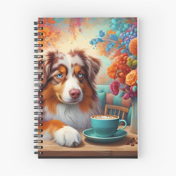 Artikelvorschau, Australischer Schäferhund (Red Merle) trinkt Kaffee entworfen und verkauft von The Coffee Critters.