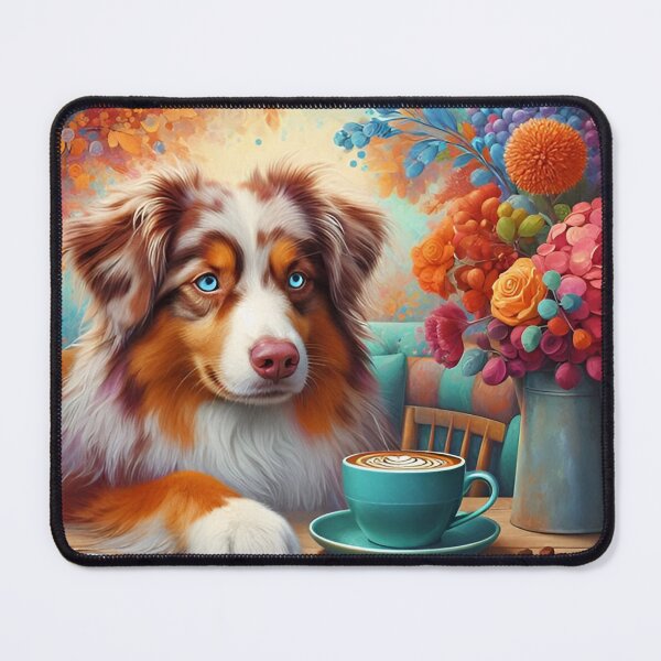 Item preview, Australian Shepherd (Red Merle) Drinking Coffee designed and sold by The Coffee Critters.