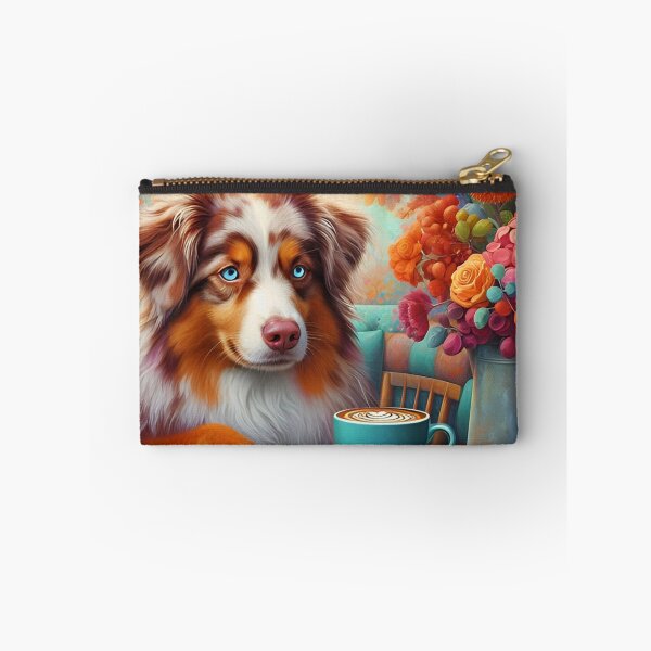 Aperçu de l'œuvre Berger australien (Red Merle) buvant du café créée et vendue par The Coffee Critters.