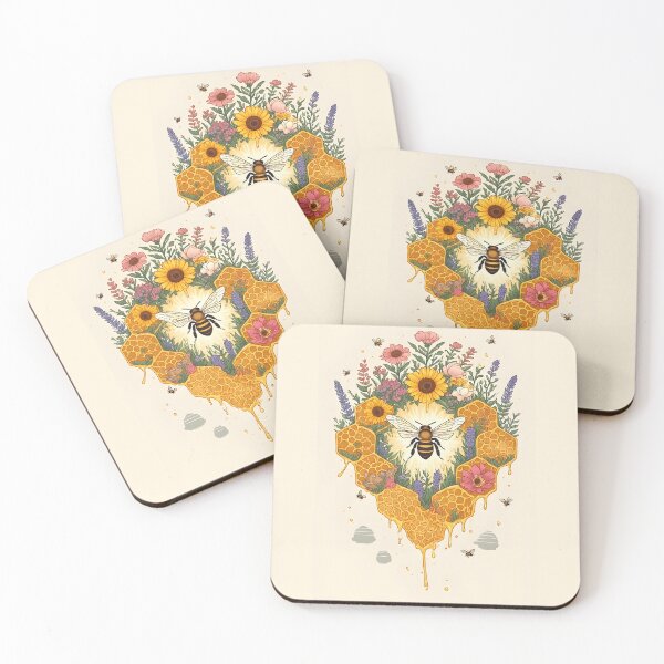 Item preview, Sweet Floral Honeycomb Bee Art for Bee Lovers designed and sold by owi-art.
