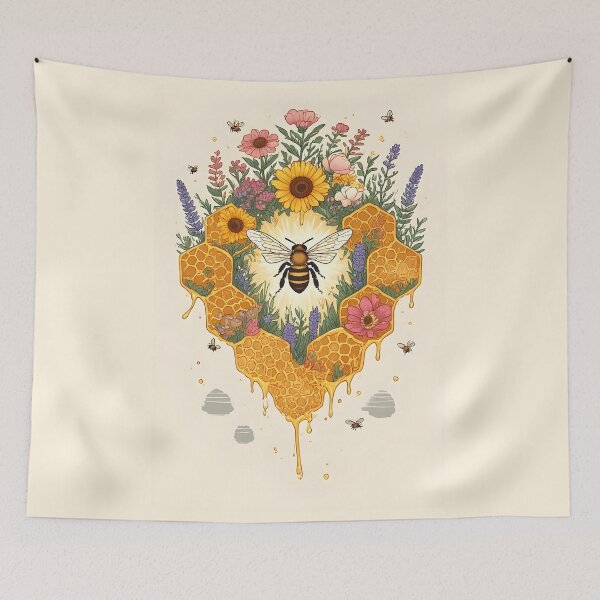 Item preview, Sweet Floral Honeycomb Bee Art for Bee Lovers designed and sold by owi-art.