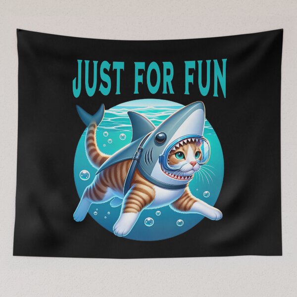 Item preview, Funny cat with shark costume designed and sold by ReneMM.