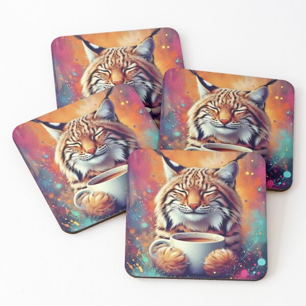 Item preview, Bobcat Drinking Coffee designed and sold by The Coffee Critters.