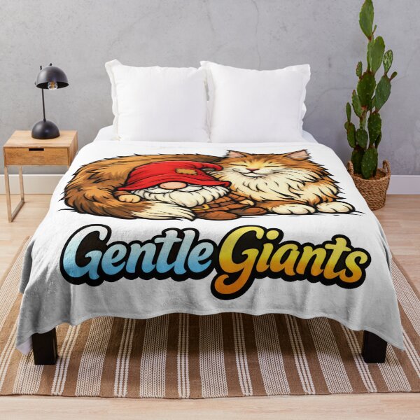 Item preview, Gentle Giants Cute Gnome and Maine Coon Cat Cozy Illustration designed and sold by Moriarty's Digital Visions.