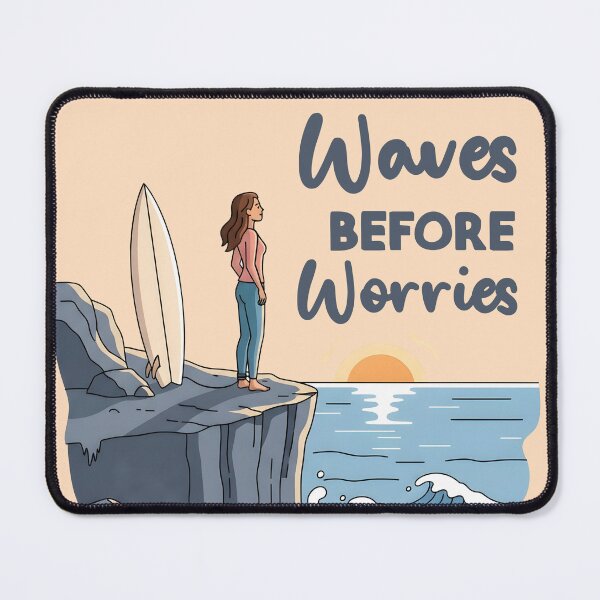 Item preview, Waves Before Worries – Surfer Girl Watching the Sunset designed and sold by Sea Gem.