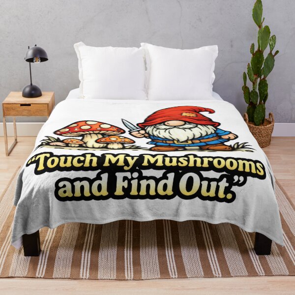 Item preview, Touch My Mushrooms and Find Out Funny Sassy Gnome Cartoon Illustration designed and sold by Moriarty's Digital Visions.