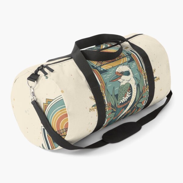 Artikelvorschau, Vintage-Illustration eines australischen Kookaburra und der Sydney Harbour Bridge im Retro-Art-Deco-Stil entworfen und verkauft von Dimu Co..