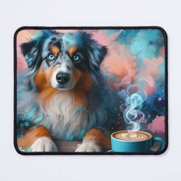 Item preview, Australian Shepherd (blue Merle) Drinking Coffee designed and sold by The Coffee Critters.