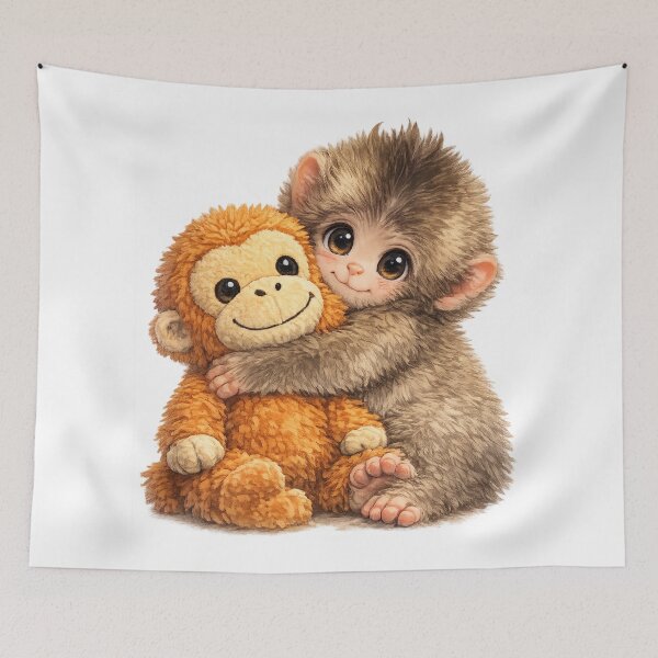 Item preview, Punch the Monkey Hugging His Plush designed and sold by DibujandoPorfa.