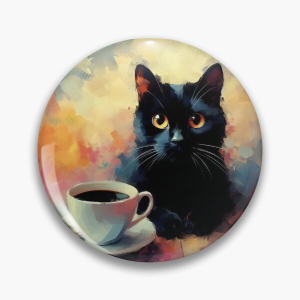 Item preview, Black Cat drinking coffee designed and sold by The Coffee Critters.