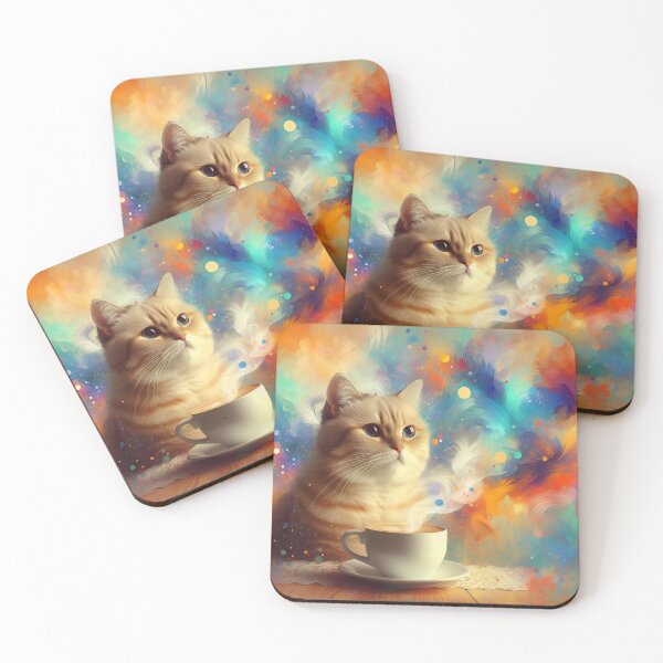 Item preview, Buff Tabby Cat Drinking Coffee designed and sold by The Coffee Critters.