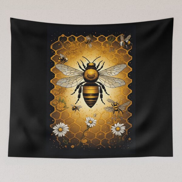 Item preview, Queen Bee Honeycomb Daisy Art for Bee Lovers designed and sold by owi-art.