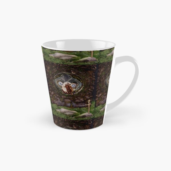 Item preview, Fantasy Wall Art: Dark Academia Vibes 3 Barn Owls in an abandoned Church watch a mouse wizard approach a sword in a the stone designed and sold by Monica Laipple.