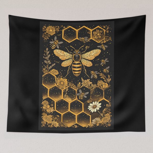 Item preview, Queen Bee Daisy Gold Honeycomb Art for Bee Lovers designed and sold by owi-art.