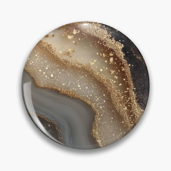 Item preview, Ebony, Ivory, and Warm Greige Fluid Waves with Chunky Gold designed and sold by Nine Lives Studio.