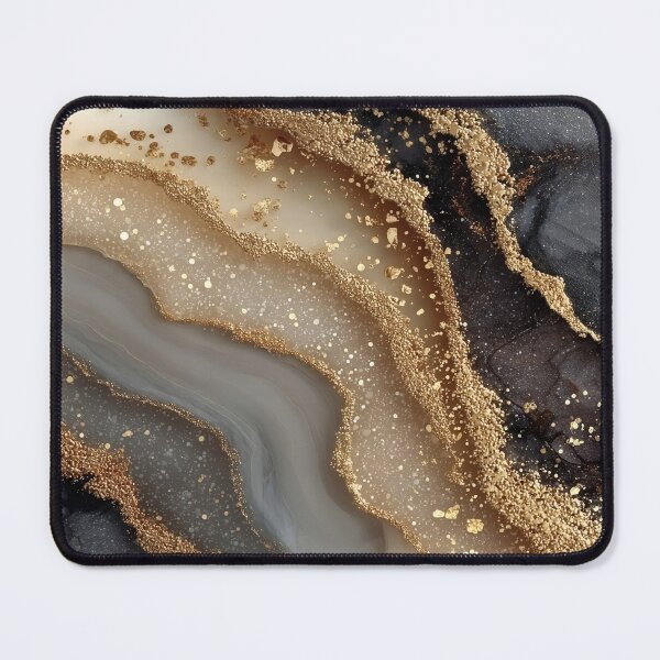 Item preview, Ebony, Ivory, and Warm Greige Fluid Waves with Chunky Gold designed and sold by Nine Lives Studio.