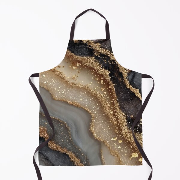 Item preview, Ebony, Ivory, and Warm Greige Fluid Waves with Chunky Gold designed and sold by Nine Lives Studio.
