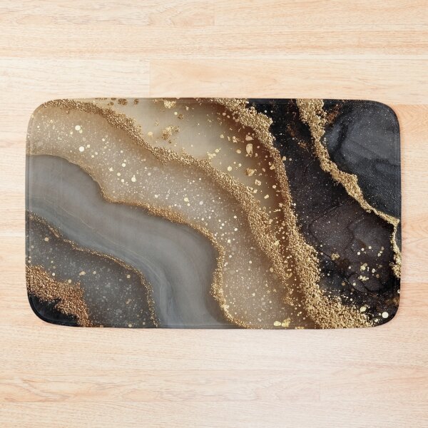 Item preview, Ebony, Ivory, and Warm Greige Fluid Waves with Chunky Gold designed and sold by Nine Lives Studio.