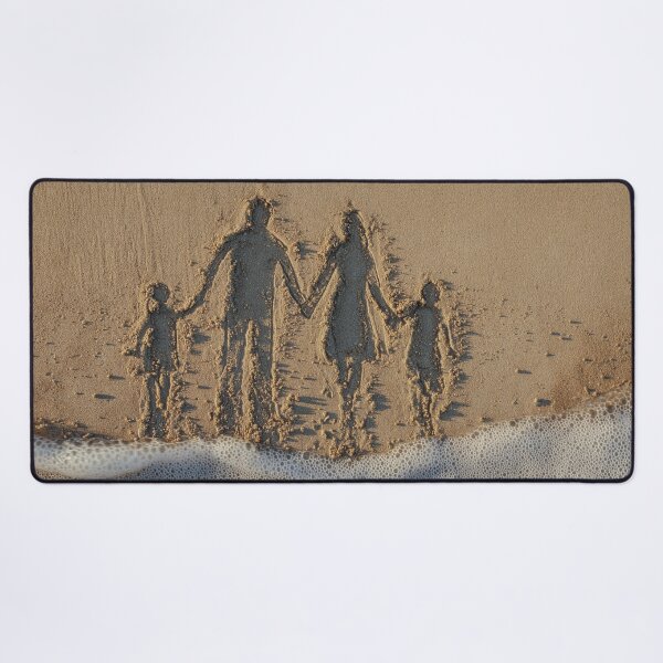 Item preview, Family Silhouette Drawn In Beach Sand designed and sold by chase-thewave.
