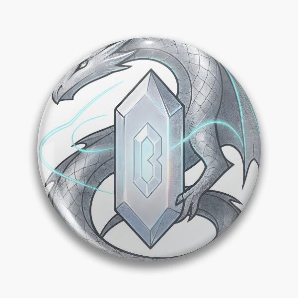 Item preview, Silver dragon guarding crystal shield with glowing blue accents designed and sold by Creative88Art.