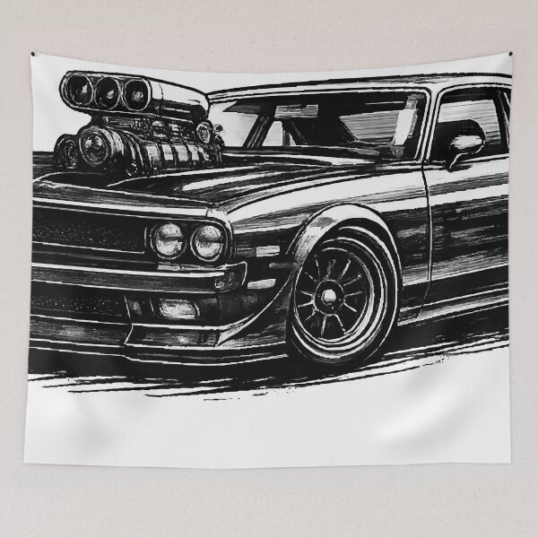 Item preview, Vintage Muscle Car Minimal Line Art – Classic American Car Retro Design designed and sold by Artistikastore.