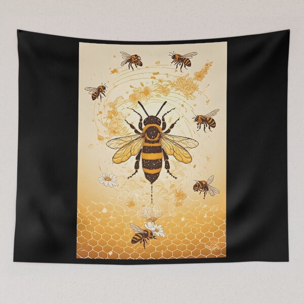 Item preview, Golden Honeycomb Daisy Art for Bumble Bee Lovers designed and sold by owi-art.