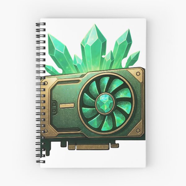Item preview, Futuristic green computer graphics card with glowing crystals designed and sold by Creative88Art.