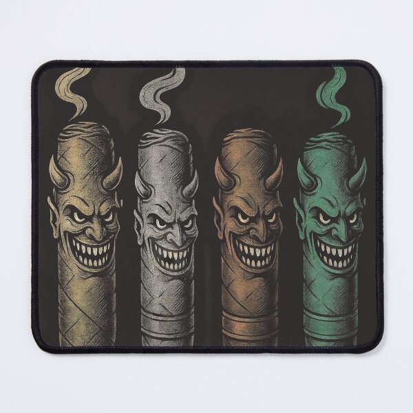 Item preview, Colorful oni masks with smoke rising on Japanese No masks designed and sold by Creative88Art.