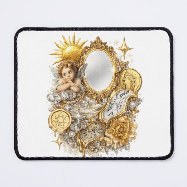 Item preview, Golden Angel Vintage Mirror – Celestial Baroque Aesthetic Design designed and sold by Aura.Creative.