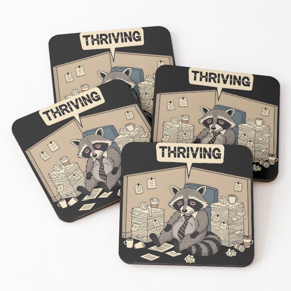 Item preview, Exhausted Raccoon Office Cubicle Thriving Retro Comic Satire Gift designed and sold by Bobo Shirts .