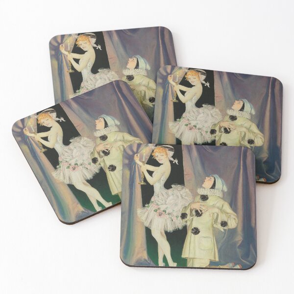 Item preview, Ballet Dancer Art Nouveau Stage Scene with Pierrot Clown for Vintage Illustration Lovers designed and sold by RickE.