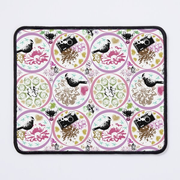 Item preview, Floral Travel Snapshots Circles Pink & Green on White designed and sold by Digitalmyth's Designs.