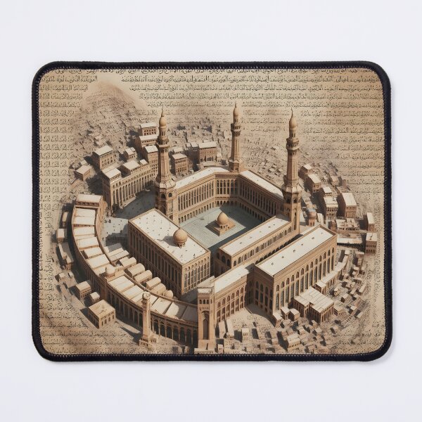 Item preview, Masjid Al-Haram Mecca Aerial View Islamic Wall Art, Arabic Calligraphy Map Print, Muslim Home Decor designed and sold by GoldenVerseArt.