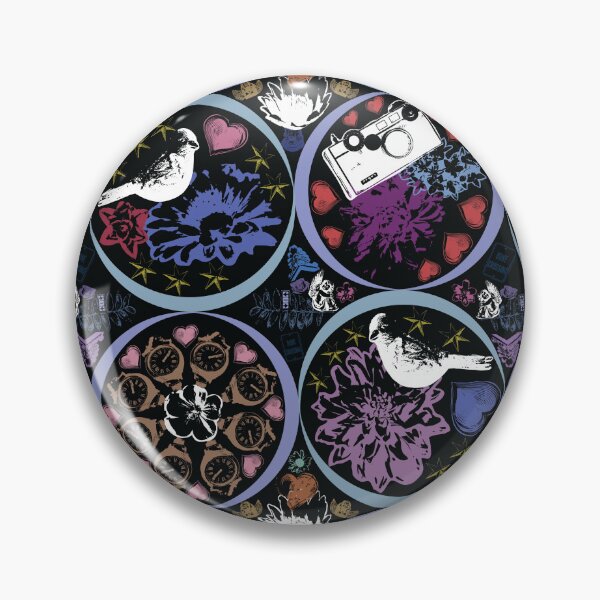 Item preview, Floral Travel Snapshots Circles Bright on Black designed and sold by Digitalmyth's Designs.