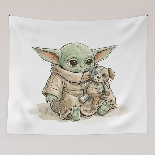 Item preview, BABY YODA WITH DOG PLUSHIE designed and sold by LIS AND MELIVERSO.