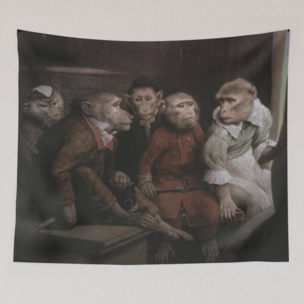 Item preview, Anthropomorphic Monkeys Vintage Satirical Painting Conversation Scene for Classic Art Lovers designed and sold by RickE.