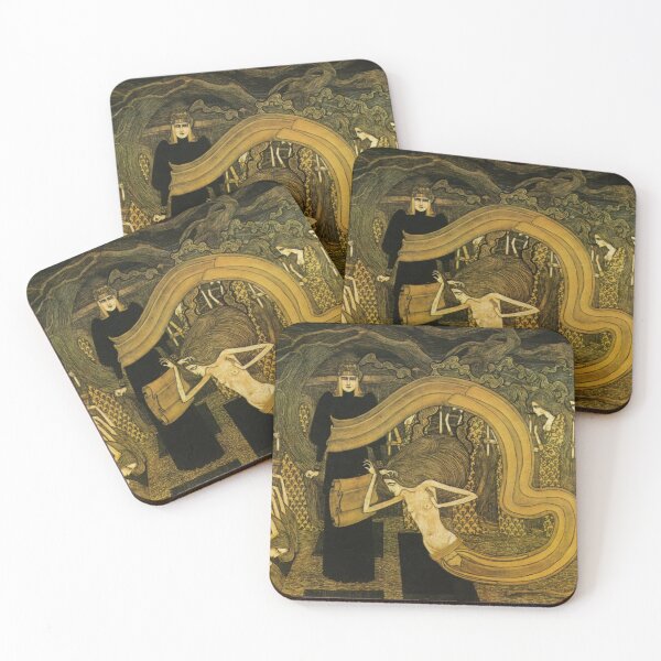 Item preview, Symbolist Illustration Mythic Ritual Scene with Flowing Hair Maidens for Vintage Art Lovers designed and sold by RickE.
