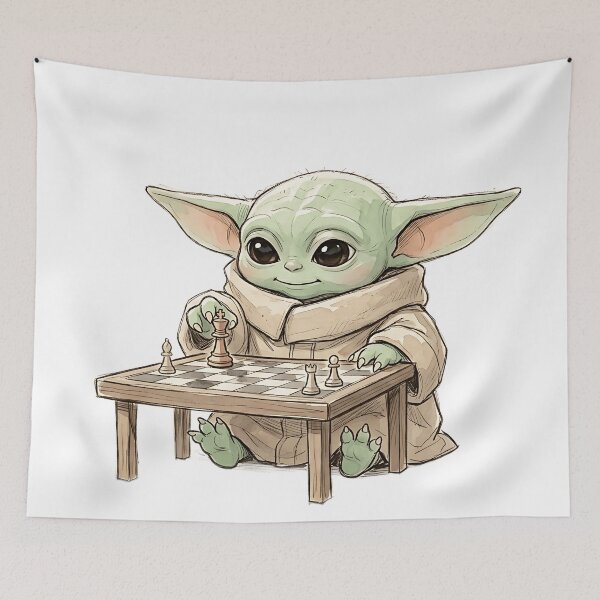 Item preview, BABY YODA PLAYING CHESS designed and sold by LIS AND MELIVERSO.