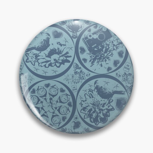 Item preview, Floral Travel Snapshots Circles Dark on Light Teal designed and sold by Digitalmyth's Designs.